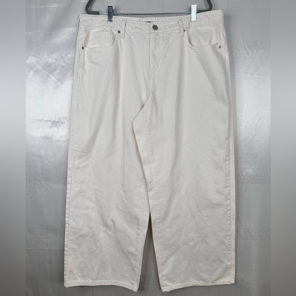 NWT Wild Fable Low-Rise Baggy Wide Leg Jeans Cream Rigid Denim Sz 17R 31” Inseam